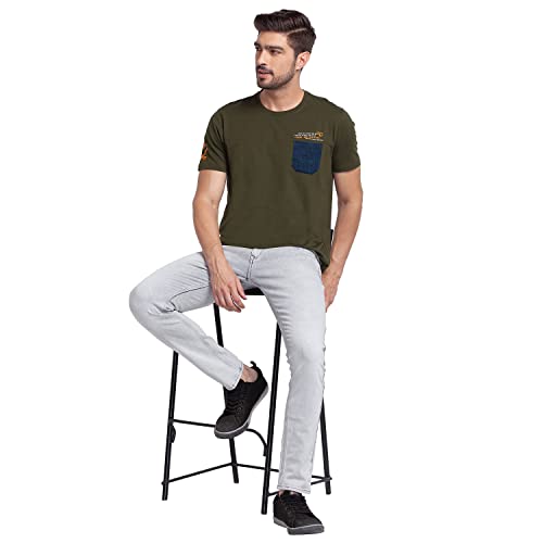Image of Spykar Rifle Green Mens T-Shirts (Size: 2XL)-MKT-02BBFT-232-RIFLE Green