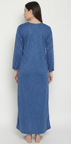 Image of Noty Women's Maternity - Feeding - Nighty | Full Sleeves | Floral Print Maxi | Embroidery Work On Neck with Zip Closure