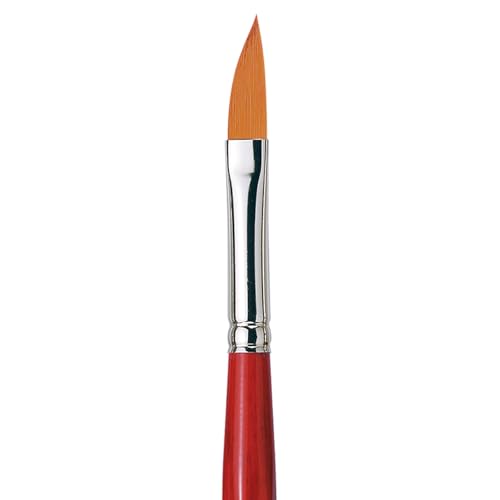 Image of da Vinci Watercolor Series 5587 CosmoTop Spin Paint Brush, Slant Liner Synthetic with Red Handle, Size 10 (5587-10)