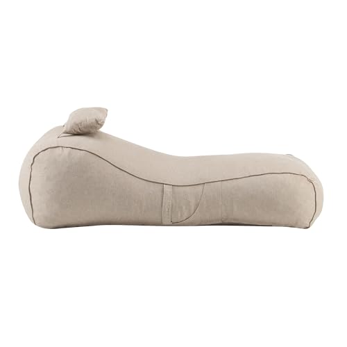 Merax Outdoor Bean Bag Chairs with Headrest Set of 2, 71\" Lounger Chair for Adults Bean Bag Bed with Foam Filled for Patio Pool Balcony & Desk, Beige Fabric Outside Beanbag Chair, Beige - Thumbnail 6
