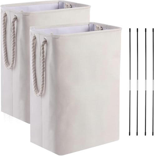 Image of DYD 2 Pack Laundry Basket with Handles & Brackets Small/Large/Tall Hamper for Kid Girl Collapsible Washing Bin Built-in Lining for Bedroom Dorm Toy Clothing Storage…