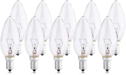B4U Pack of 10 Small Screw Candle Bulbs Clear Edison Screw in Bulb SES /E14 240V