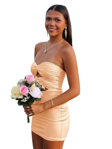 Dessiny Strapless Saitn Homecoming Dresses for Teens 2025 Tight Mermaid Graduation Ccoktail Dress DE562