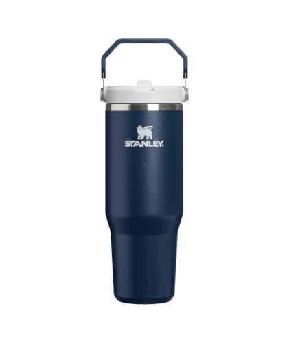 Image of STANLEY IceFlow 2.0 Flip Straw Tumbler with Handle 30 oz | Twist On Lid and Flip Up Straw | Leak Resistant Water Bottle | Insulated Stainless Steel | BPA-Free | Dark Navy