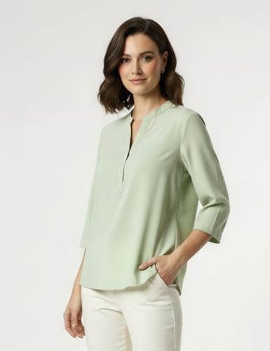 Image of FYLTR Women's Casual Roll -Up Sleeves V-Neck Top - Western Tops for Woman | Shirts for Women | Soft & Comfortable | Tops for Jeans