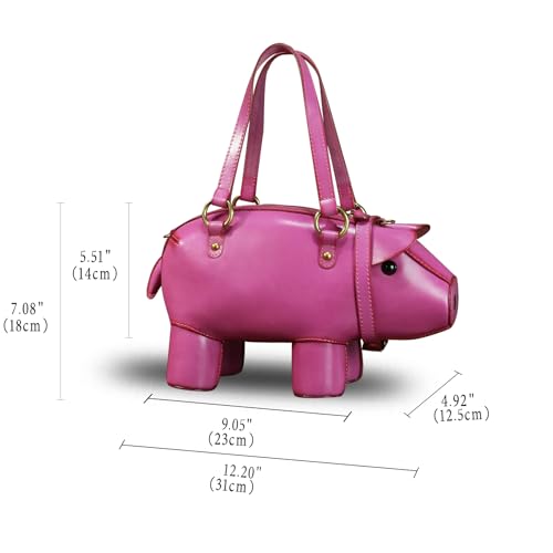Genuine Leather Handbags for Women Cute Pig Shape Fashion Shoulder Bag Crossbody Bag Vintage Satchel Purses with Strap3