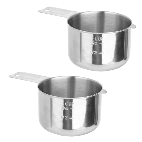 Juego de 2 vasos medidores de acero inoxidable 3/4 taza miniatura 1