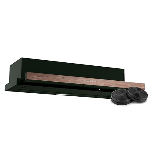 Klarstein ZenFusion Campana Extractora, 90cm Campana Integrada con Control Táctil, 372 m³/h, Eficiencia Energética A, Silenciosa, Iluminación LED, Filtro de Carbón, Diseño Imitación Madera