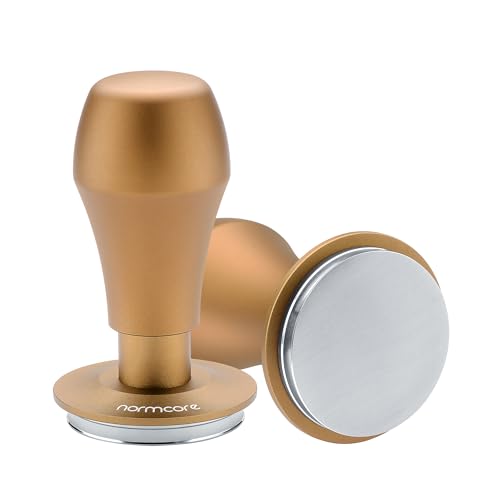 Image of Normcore 53.3mm Spring Loaded Coffee Tamper V4.1 with Click Feedback, Flat Base Espresso Tamper Compatible with Breville Sage 54mm Portafilters, Bronze