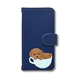 ティーカッププードル スマホケース Android 手帳型 ネイビー AQUOS sense4 plus Fave フェイブ a013183-06LX593 プードル ミニチュアプードル トイプードル トイプー 犬 スマホカバー スマートフォン 携帯 スマホ ブック型