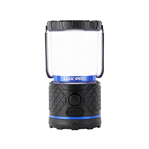 LUXPRO Rechargeable Dual-Power 940 Lumen LED Lantern with Diffused Lens for Up to 155 Hours of Use - Camping Lantern with Built-in Power Bank - Dimmable LED Light with IPX4 Water-Resistant Rating