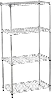 Shelving Kitchen shelves Bathroom free standing shelves, Standing Shelf Units Storage shelves Free Standing Adjustable Rack shelving unit, Wire heavy duty garage shelving Units (4 Tier), Silver