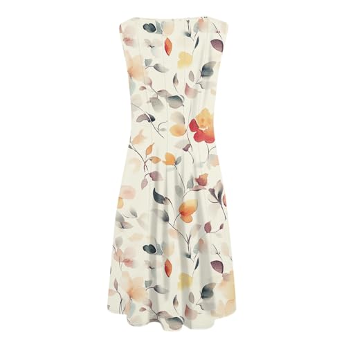 Summer Sundresses for Women Off The Shoulder Sleeveless Midi Dress Casual Elegant Ruched Flowy Floral Tank Dress2