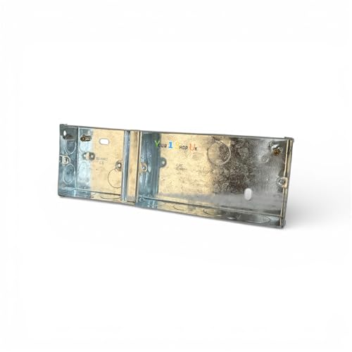 2G+1G 35mm Metal Back Box, Electrical Socket Switch, Recessed Wall Pattress, Flush Mount, Dual 2 Gang + 1 Gang, Metal Multi-Gang Box 35mm 2+1 Gang, BS4662, 1 Pack