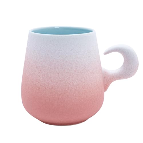 zhaoqianguoji Pink Tea Mug, Pink Coffee Mug, 15.8 oz, Office and Home Tea Mugs, Gifts for Friends Coworkers Family Members