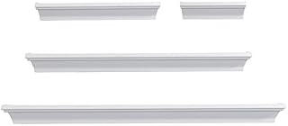 Melannco 5091215 Floating Wall Mount Molding Ledge Shelves, Set of 4, White