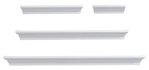 Melannco Floating Wall Shelves for Bedroom, Living Room, Bathroom, Kitchen, Nursery, Set of 4, White, 4 Count