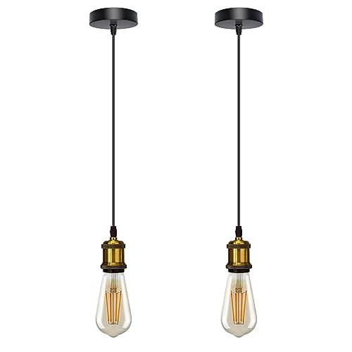 Lámpara de techo vintage con cable flexible negro para comedores modernos