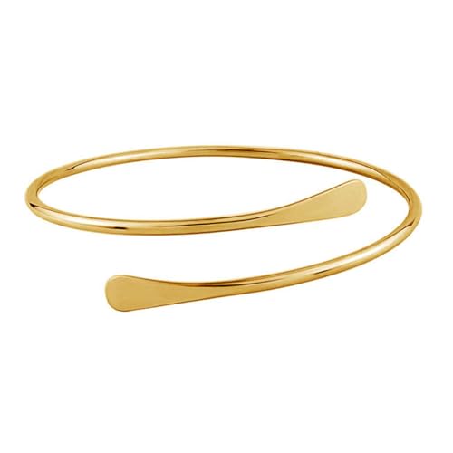 Image of Dwzain Gold Bangle - Polished Gold Plated Bracelet for Women, Adjustable Minimalist Arm Band Cuff