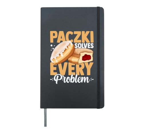 Paczki Donuts Funny Polish Food Recipe Hardcover Journal, Black