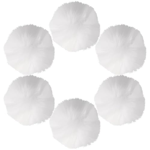 YUYWWAN - 6 Pièces Pompons, Rond Pompon Fausse Fourrure Balls, 7cm Colorés Ponpon Duveteux Décorer pour Bonnet écharpes Sac Arbre de Noël Porte-Clés Pompom Accessoires 3 Couleurs (Blanc)