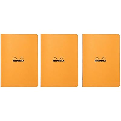 Rhodia Staplebound Orange Notebooks lined - 8-1/4 in. x 11-3/4 in., Pack of 3