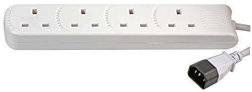 Image of PRO ELEC PEL01207 – IEC C14 Plug to 4‑Gang Mains Extension Lead, 1 m, White