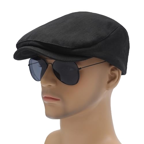 Image of ZLYC Men Cotton Flat Cap Summer Scally Ivy Gatsby Newsboy Beret Driver Cabbie Hunting Hat