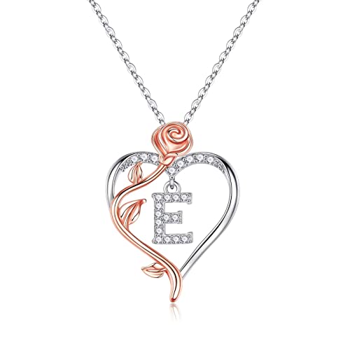 Yesteel Rose Heart Initial Necklaces For Women Teen Girls, Dainty Love Letter Pendant Initial E Necklace Jewelry 60Th Birthday Gifts For Women 30Th Birthday Gifts For Her #TOP29