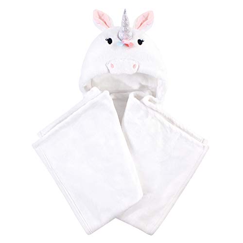 Image of Hudson Baby Unisex Baby and Toddler Hooded Animal Face Plush Blanket, Rainbow Unicorn, One Size