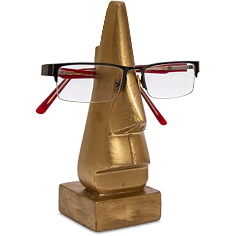 STORE INDYA Wooden eye glass holder, Metallic Gold Spectacle Holder Stand, Sunglasses Holder,Best Gift for men Women Home Desk Office Decor, decorative home accessories Cover