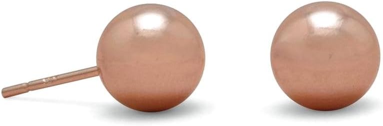 Rose Gold Plated 925 Sterling Silver 8mm Ball Studs Earrings Ball Earring for Women