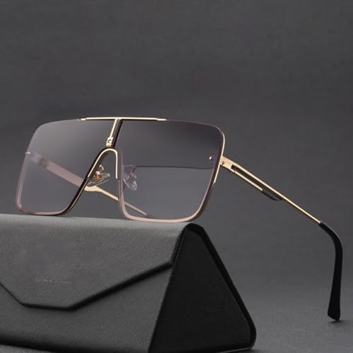 Oversized Steampunk One-Piece Sunglasses For Men Square Rimless Punk Sun Glasses For Male Vintage Eyewear Shades