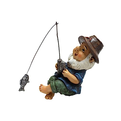 GANAZONO 1Pièce Statue de Jardin GNOME Résine Décor de Pêcheur pour Aménagement Paysager Extérieur Sculpture Compacte et pour Étang et Pelouse