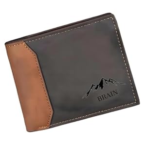 Personalized Leather Wallet for Men, Custom Name Text Pattern Engraving Wallets, Birthday, Wedding, Christmas Day, Anniversary, Engagement Gift for Husband, Fiancé, Dad, Son, Boyfriend, Grandfather