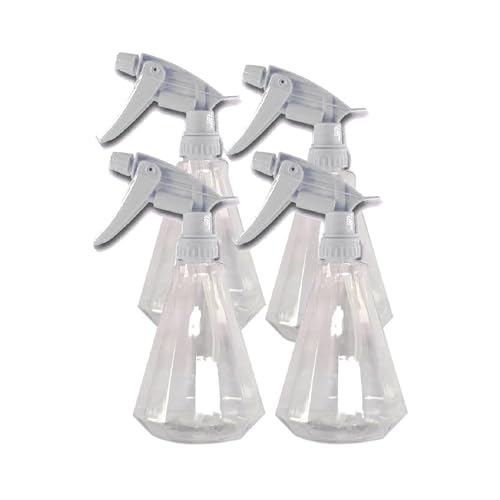 EZPRO USA Empty Spray Bottles 12oz PET Plastic for Hair, Multi Purpose Colored, Dog Grooming, Cat Training, Water Mister Sprayer, Clear Small, Pack of 4