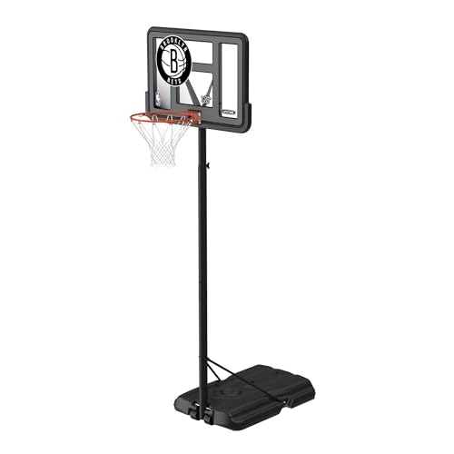 Image of Lifetime NBA Brooklyn Nets Portable Basketball Hoop, Adjustable Height 7.5-10 Ft, 44 Inch Shatterproof Fusion Backboard, Base with Wheels