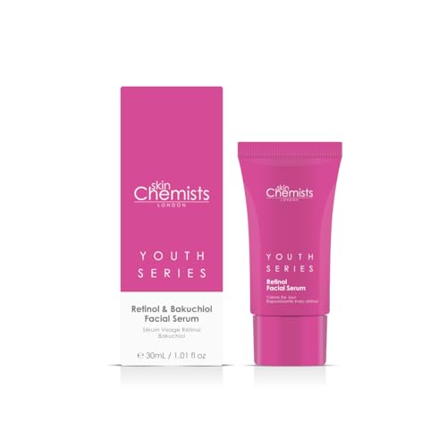 Skin Chemists Retinol Bakuchiol Facial Serum with Hyaluronic Acid | Retinol Serum for Face with Advanced Anti-Aging Formula - Rejuvenate, Smooth, and Brighten Your Skin - 1 Fl oz