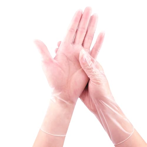 Disposable PVC Gloves Powder-Free Latex-Free 100 pcs of Transparent Gloves Food Safe Industrial Grade