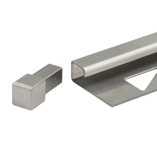 Endstück für Fliesenschiene Quadratprofil Ecke V2A Edelstahl gebürstet Höhe 8mm 10mm 11mm Innen- & Außenecke Flesenprofil (8 mm)