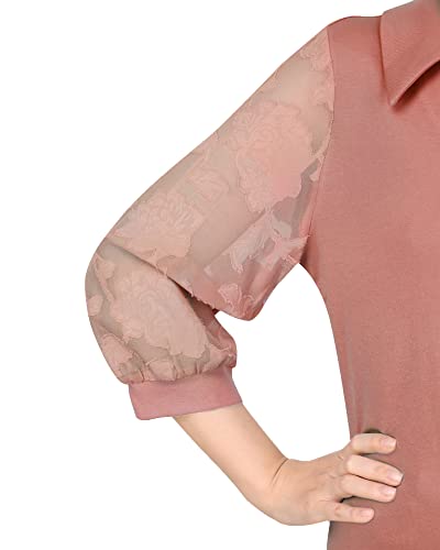 Vafoly Tunic Tops To Wear With Leggings, 3/4 Sleeve Blouses Womens Fall Tops Collared V Neck Work Tunic Shirts For Ladies Office Professional Stylish Flowy Tops For Women Fashion 2022 Carmine M #TOP4