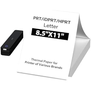MT610 M08F Thermal Paper 8.5 x 11 for M08F-Letter, M832, M834, A285M, A80, A81, PR20, A40 & Most Letter Thermal Portable Printers, HPRT iDPRT PRT MT610 Paper 100 Sheets 100 Sheets FanFold