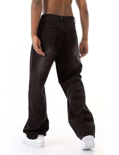 EMMIOL Mens Baggy Hip Hop Jeans Y2K 90s Vintage Trousers Solid Loose Fit Denim Pants Streetwear4