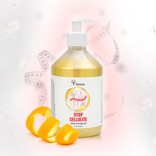 Verana Aceite de Masaje Stop Cellulite, Natural, Para el Cuerpo, Todo tipo de Pieles, Anticelulítico, Eficaz en programas de modelado corporal, Hace que la piel sea Suave, Aromaterapia (500ml)