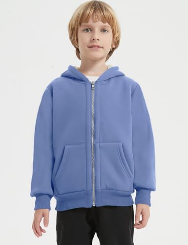 Image of Kids Sherpa Lined Zip Up Hoodie Winter Warm Fleece Jacket 4-15Y