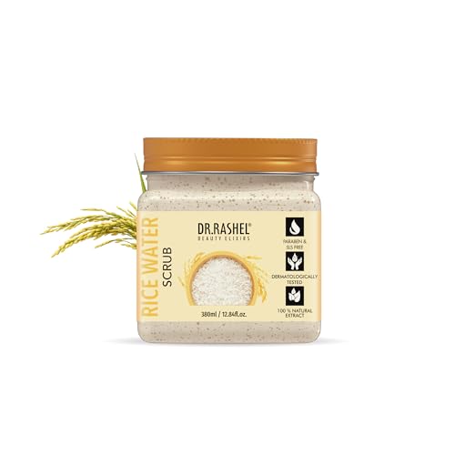 Image of DR.RASHEL Beauty Elixirs Rice Water Face Scrub for Men & Women, Hydrating & Moisturizing Facial Scrub for Deep Exfoliation, Dead Skin Cell Remover for All Skin Types, 380 ml