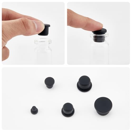 Image of GORGECRAFT 50Pcs Silicone Rubber Hole Plug 5 Sizes Round Rubber Button End Covers Black Waterproof Sealing High Temp T-Type Hole Plug Soft Flexible Stopper for Bottles Pipes Flower Pots