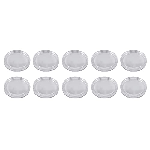 jayzee 10 pzs Caja de Monedas de plastico Transparente Redonda pequena 33mm