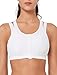 Yvette High Support Sports Bras for Women Double Deck Straps High Impact Mesh Zip Front Sports Bra for Running, White, L