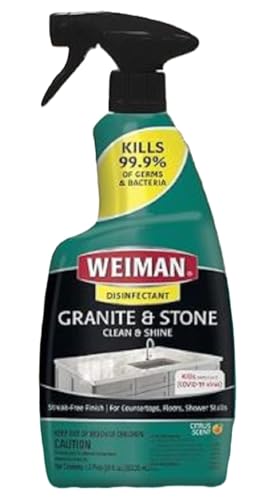 Weiman Granite & Stone Cleaner Polish & disinfectant Spray for Countertops floors shower stalls 16 fl oz.